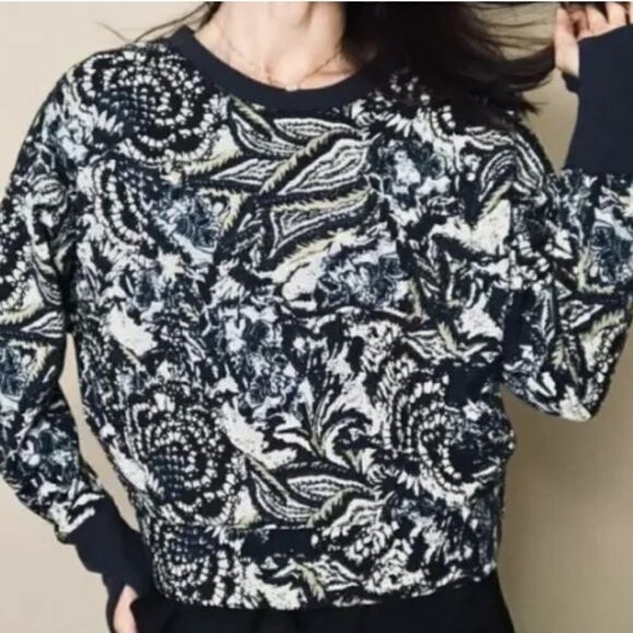 Joie Caleigh Cropped Floral Print Sweatshirt - Size Medium D35 - Picture 1 of 8